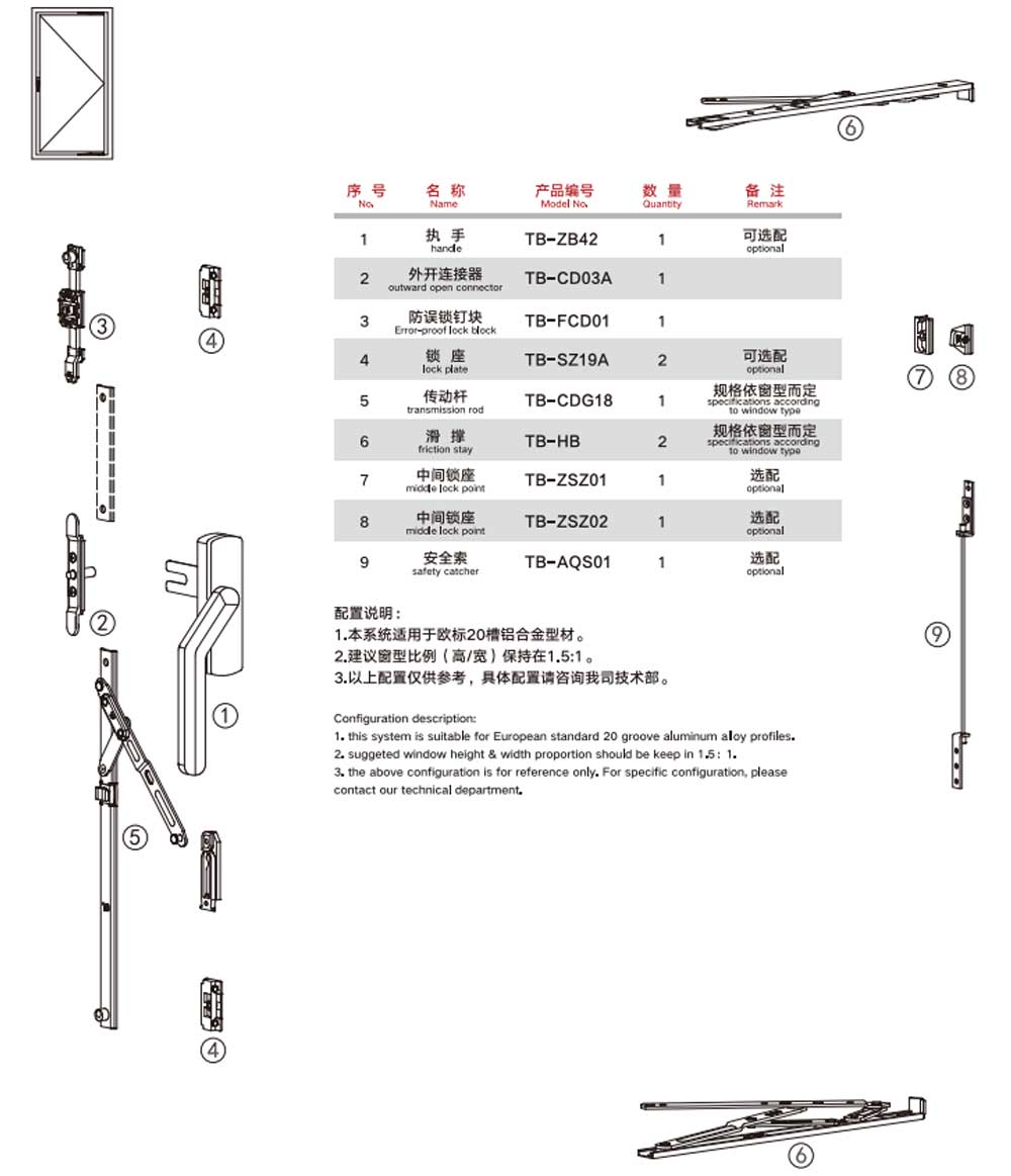 TB-WK850系列 外平开微通风五金系统