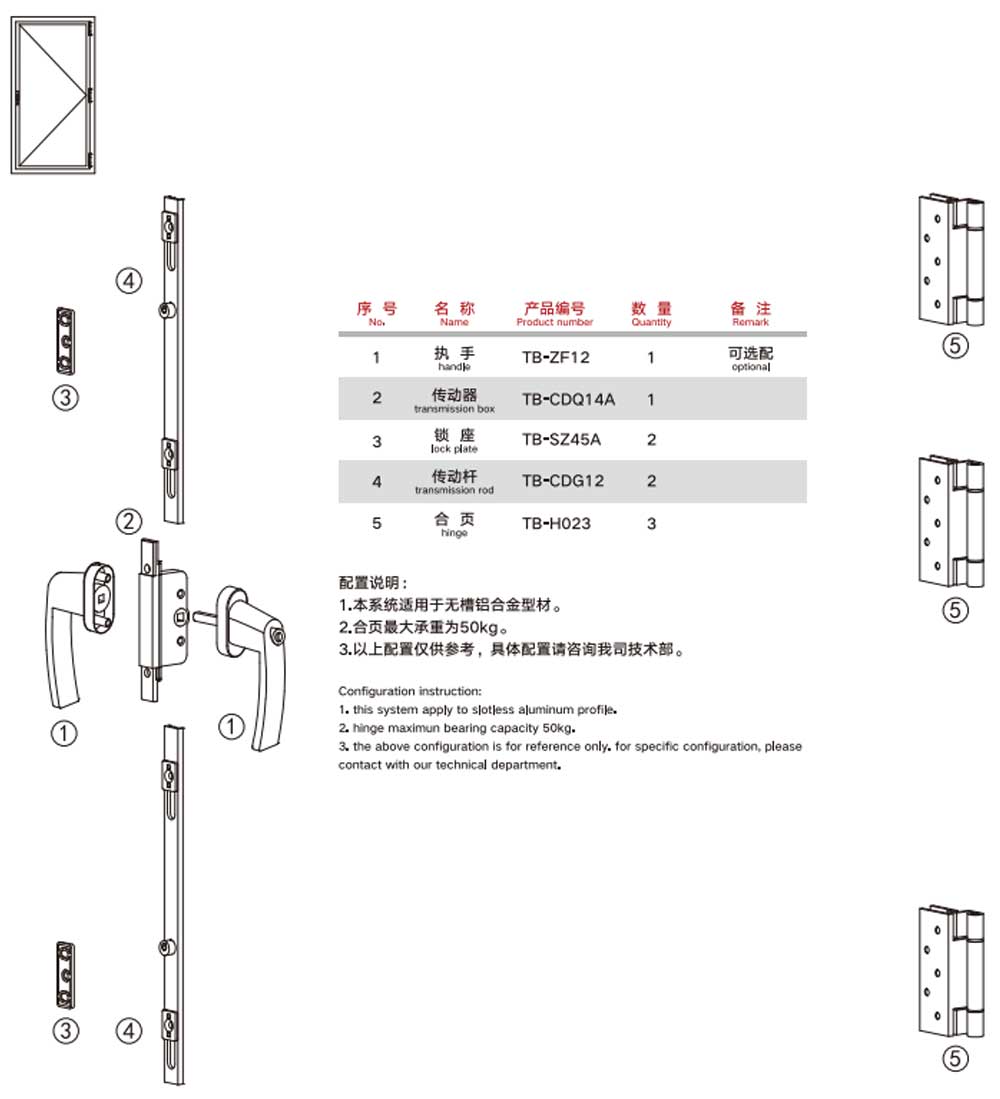 TB-PM50系列 平开门门五金系统