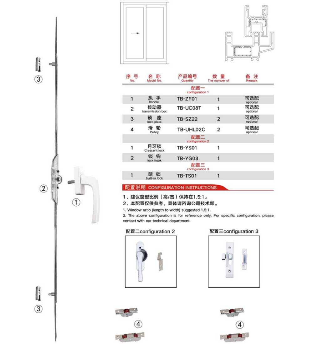 推拉窗五金件配置
